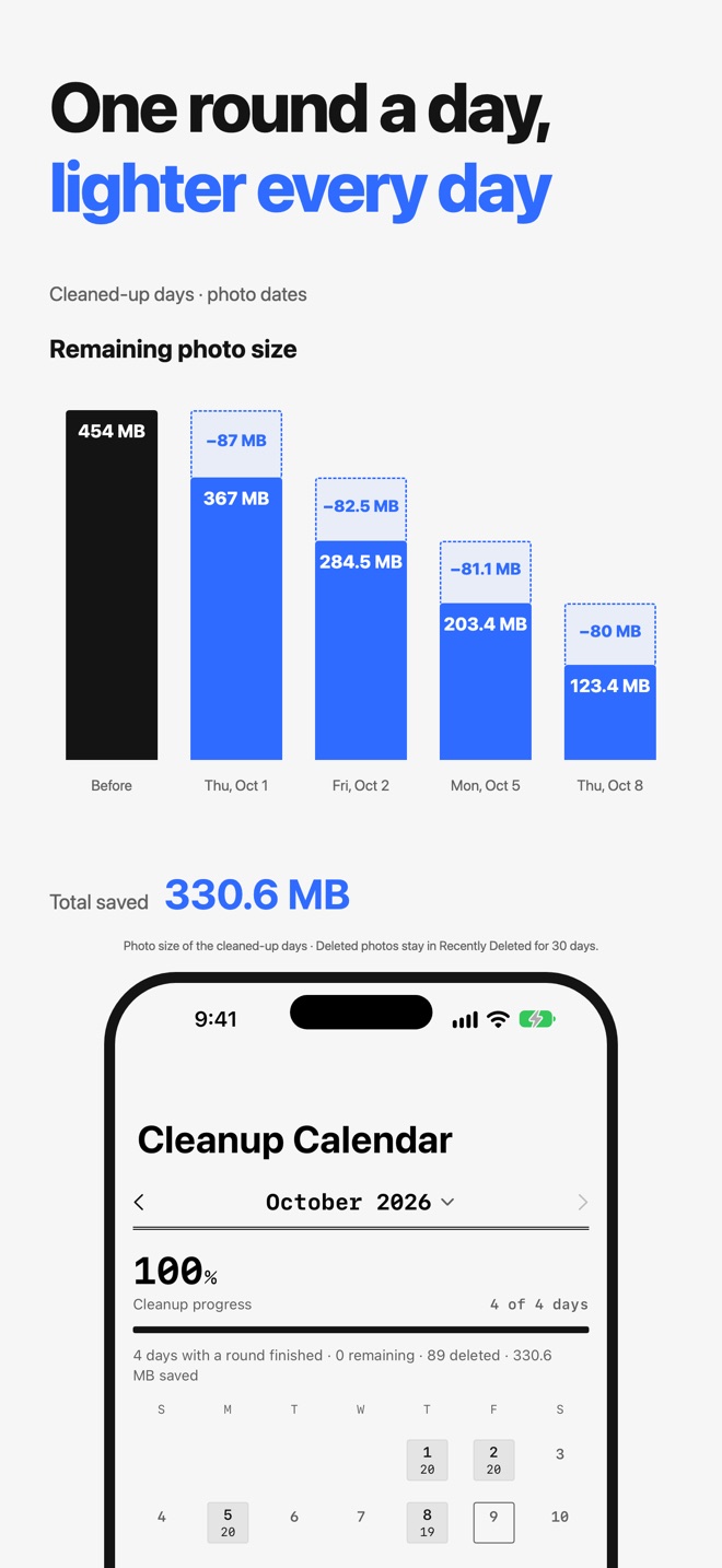 App Store screenshot: one round a day, lighter every day.